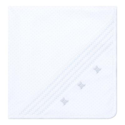 Picture of Deolinda Baby Boys Confetti Smocked Cotton Jersey Blanket - White Blue