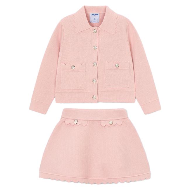 Picture of Mayoral Girls Summer Knit Jacket & Skirt Set X 2 - Blossom Pink