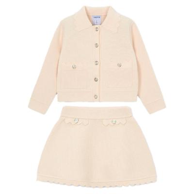Picture of PRE ORDER Mayoral Girls Summer Knit Jacket & Skirt Set X 2 - Cream