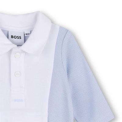 Picture of BOSS Baby Boys Waffle Cotton Babygrow - Pale Blue