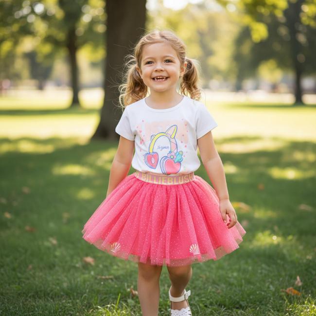 Picture of Billie Blush Girls Headphone Top & Tulle Skirt Set x 2 -  White Pink Fluo Multi