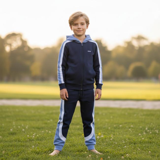 Picture of BOSS Boys Tracksuit Set X 2 - Navy Blue Colourblock