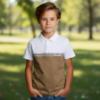 Picture of BOSS Boys Mini Me Short Sleeve Two Tone Polo Top - Cookie
