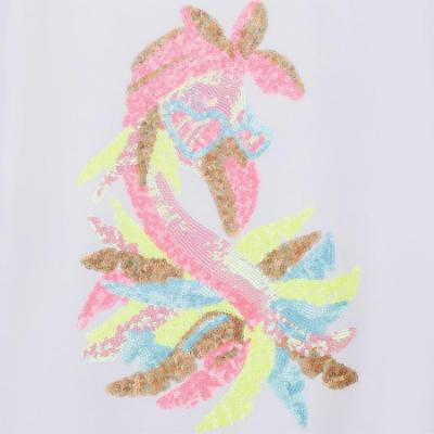 Picture of Billie Blush Girls Short Sleeve Sequin Magical Creature Top - White Multi