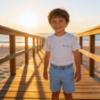 Picture of Bimbalo Boys Shirt T-Shirt Bermudas & Belt Set X 4 - Ivory Pale Blue