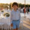 Picture of Bimbalo Boys Shirt T-Shirt Bermudas & Belt Set X 4 - Ivory Pale Blue