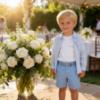 Picture of Bimbalo Boys Shirt T-Shirt Bermudas & Belt Set X 4 - Ivory Pale Blue