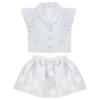 Picture of Caramelo Kids Girls Summer Occasion Ruffle Blouse Polka Skirt Set X 2 - Blue Ivory