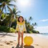 Picture of Meia Pata Girls Pears Jamaica Long Sleeve Swimsuit - Lemon Green